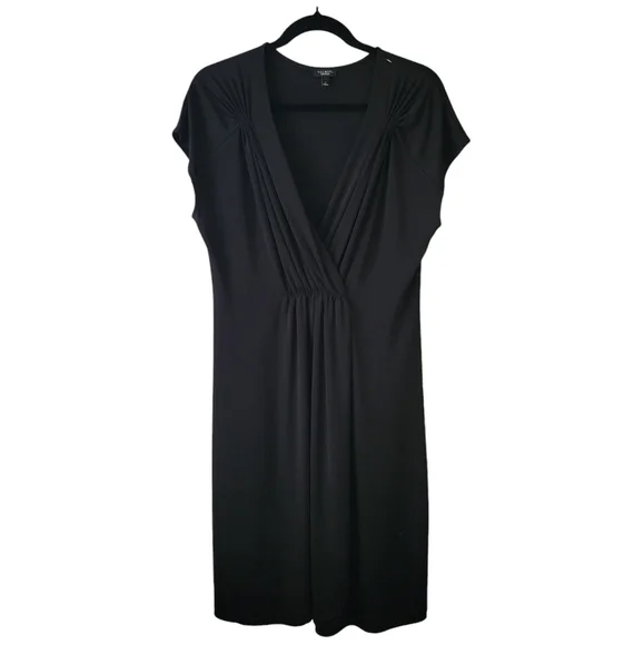 Talbots Classic Black Shortsleeve Knee-length Jersey Stretchy Dress. Size L - Picture 2 of 6